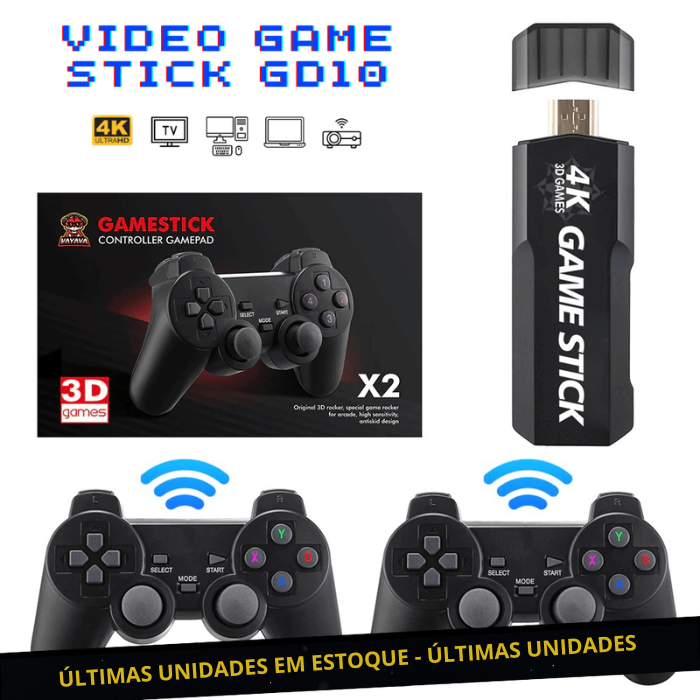 Video Game Stick GD10 Retrô Ultra 4K 128GB + 2 Controles Sem Fio