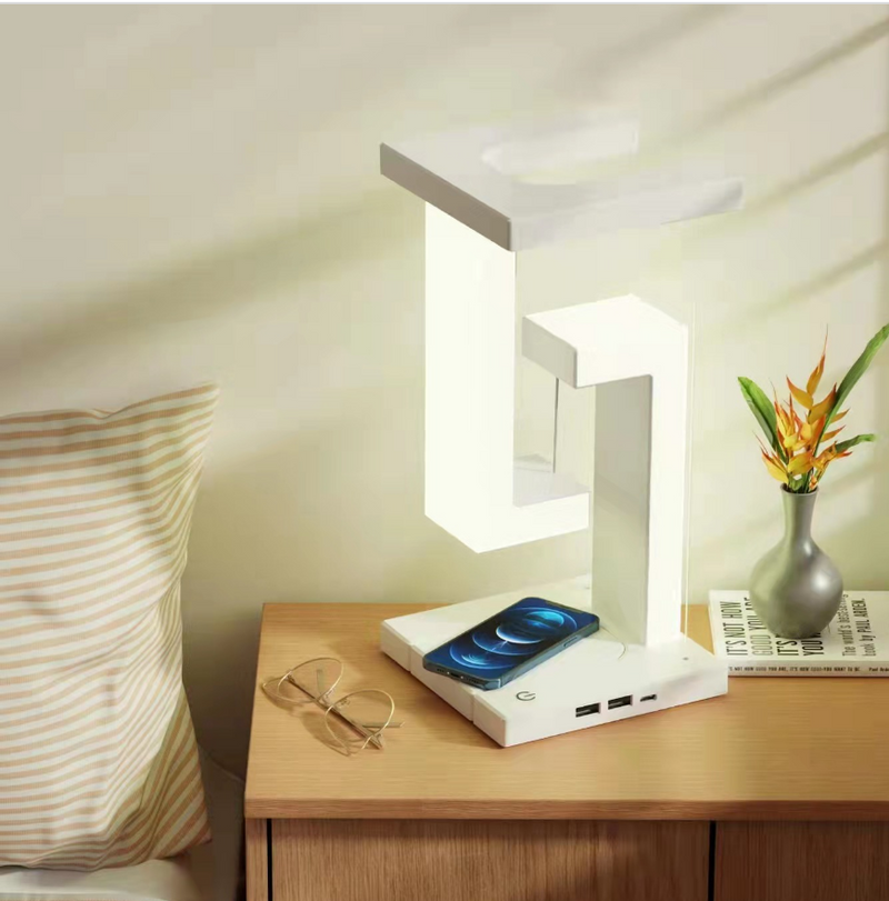 Luz LED de lâmpada de escritório de carga inalámbrica anti-gravidade suspensa